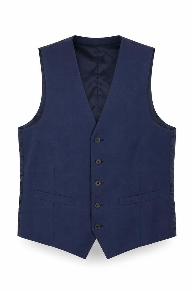 DKNY Men's Blue Wool Waistcoat, Size 40R, Formal Wear