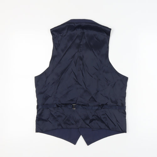 DKNY Men's Blue Wool Waistcoat, Size 40R, Formal Wear
