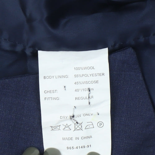 DKNY Men's Blue Wool Waistcoat, Size 40R, Formal Wear