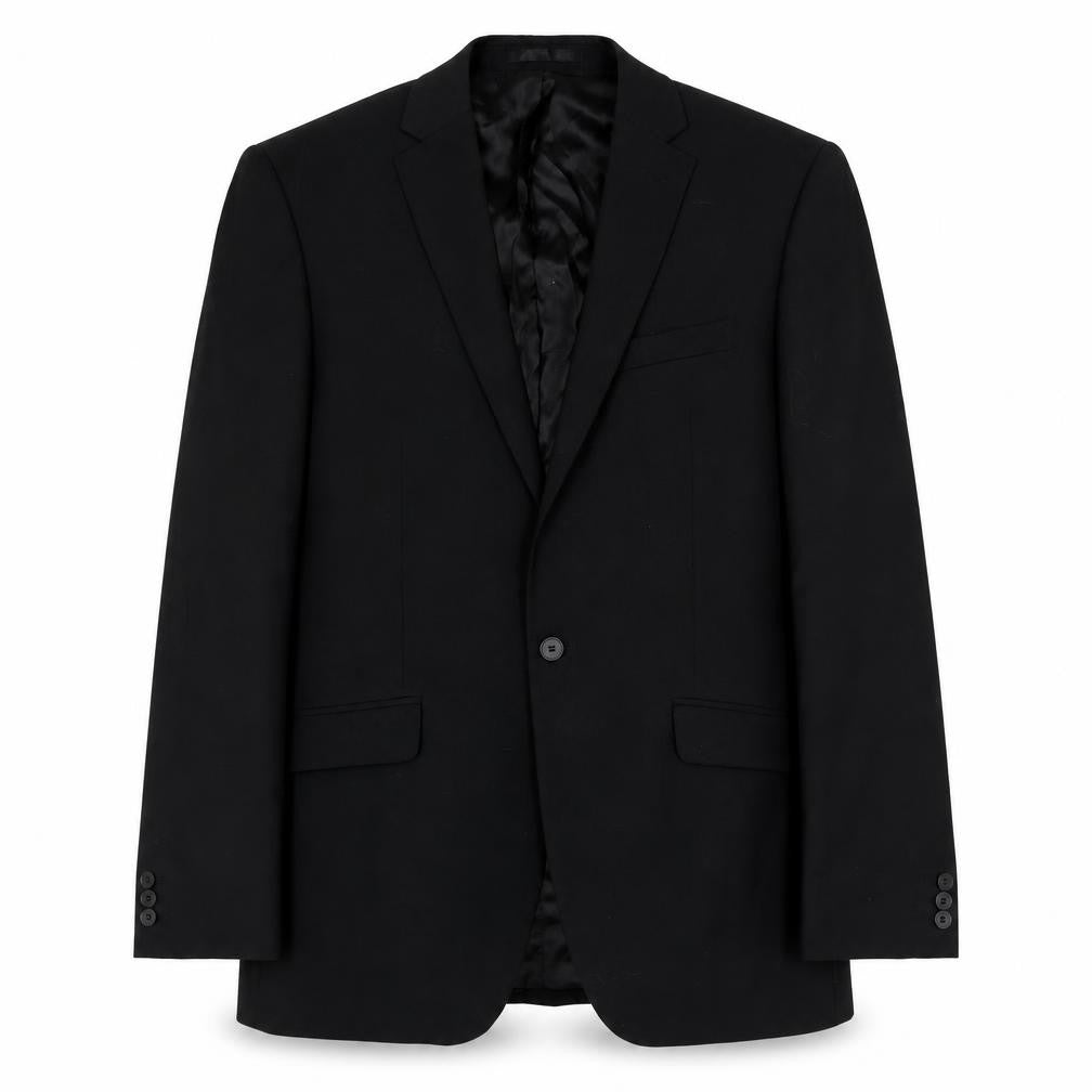 Front view of Jeff Banks Men's Black Blazer, size 40, Long