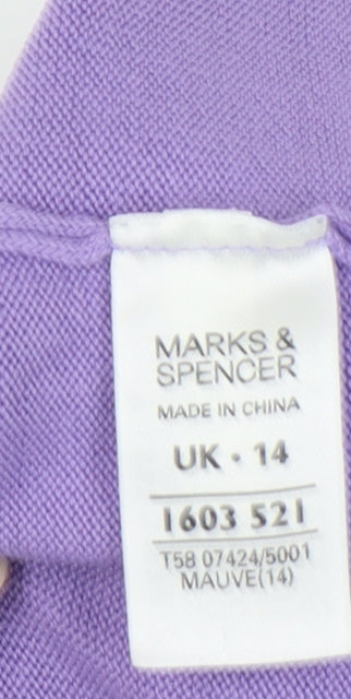 Marks and Spencer Women's Purple Mock Neck Jumper