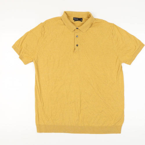 Autograph Men's Yellow Polo Shirt L Cotton Silk Blend