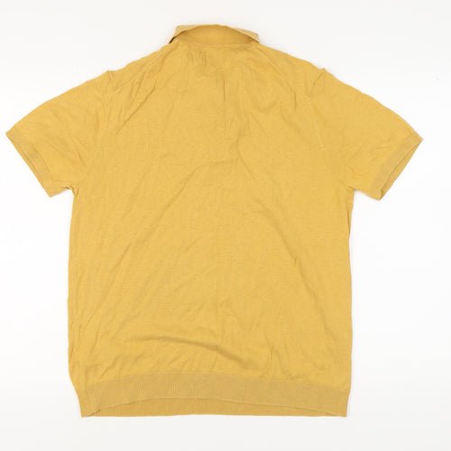Autograph Men's Yellow Polo Shirt L Cotton Silk Blend