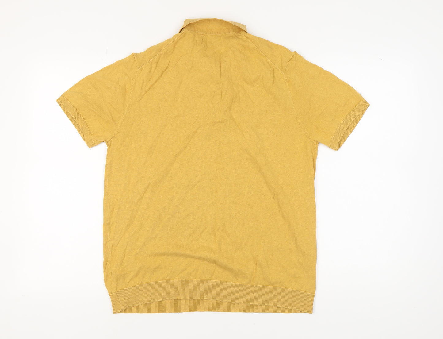Autograph Men's Yellow Polo Shirt L Cotton Silk Blend