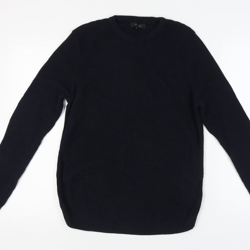 River Island Men's Black M Waffle-Knit Pullover Jumper