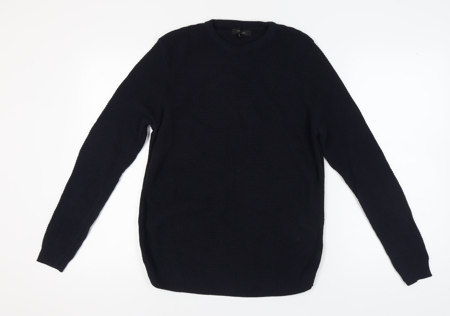 River Island Men's Black M Waffle-Knit Pullover Jumper