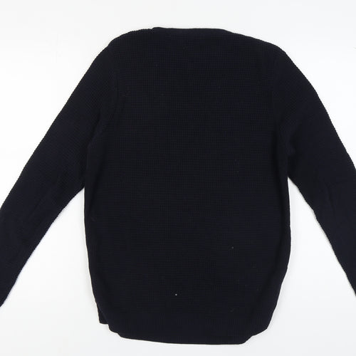 River Island Men's Black M Waffle-Knit Pullover Jumper