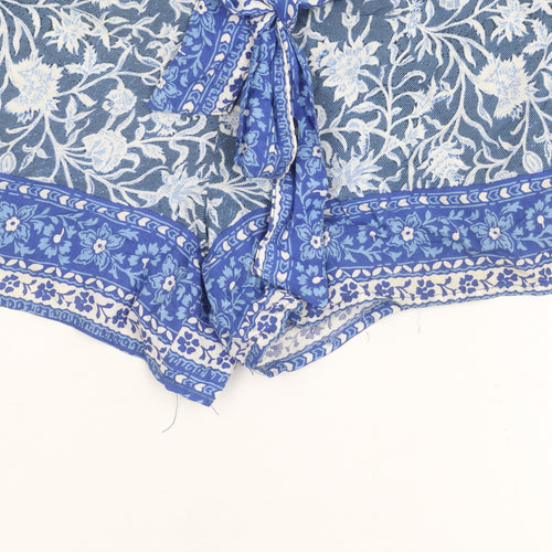 Shosho Women's Blue Floral Shorts with Bow, Size S