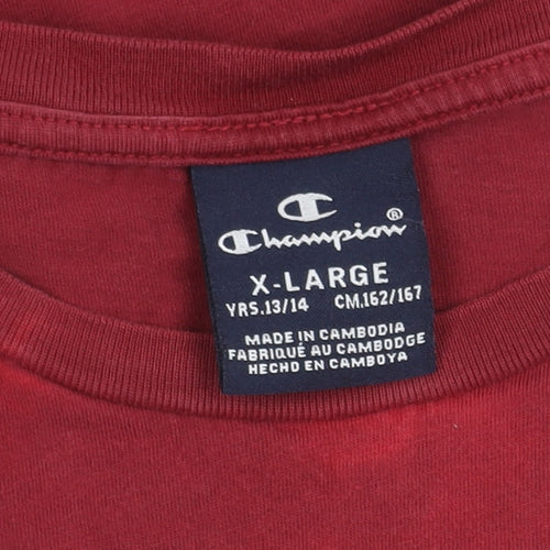 Champion Boys Red XL T-Shirt Logo Casual Short Sleeve