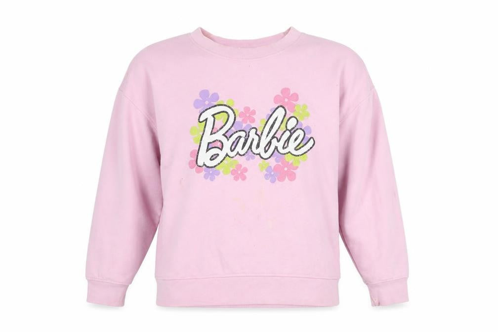 Front view of Barbie Women's PinkPullover Sweatshirt, size 12