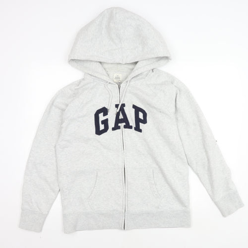 Gap Men's Grey Hooded Varsity Jacket L