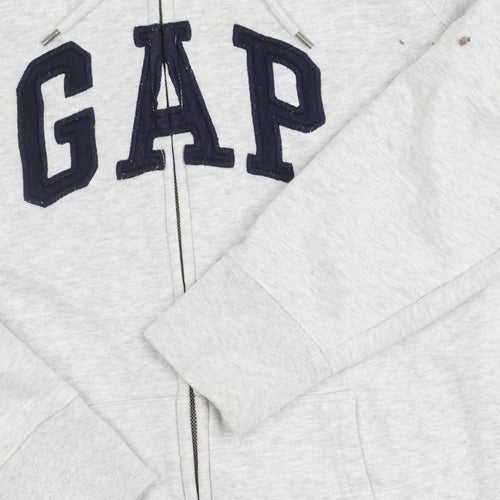 Gap Men's Grey Hooded Varsity Jacket L