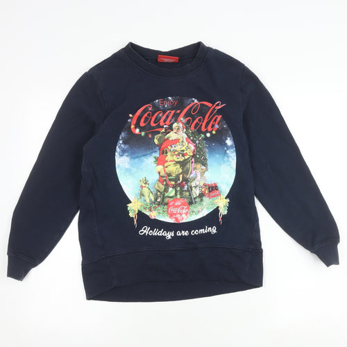 Tu Women's Blue Christmas Graphic Pullover Sweatshirt Size 8