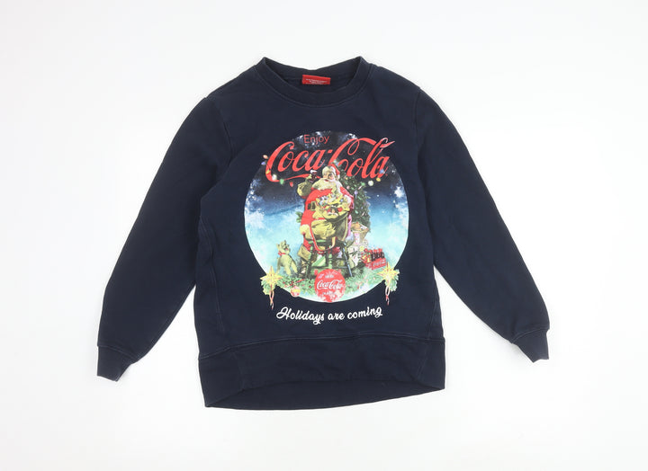 Tu Women's Blue Christmas Graphic Pullover Sweatshirt Size 8