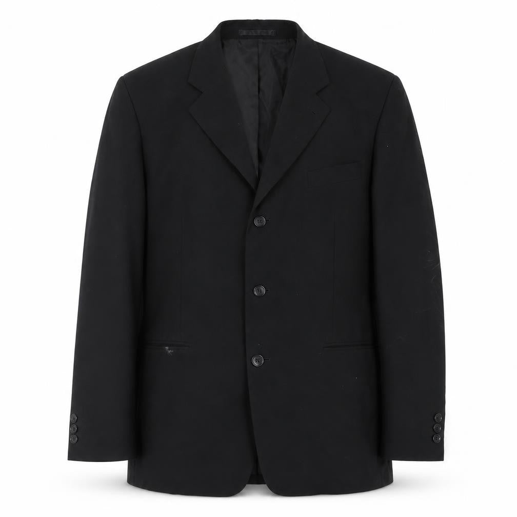 Front view of Lincroft Men's Black Wool Blazer, size 40R, Formal Wear