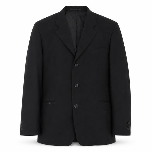 Front view of Lincroft Men's Black Wool Blazer, size 40R, Formal Wear