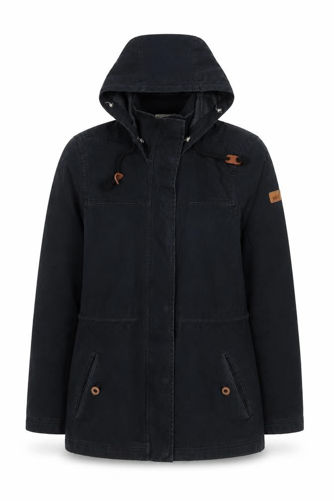 Front view of Adidas Women's Black Parka Jacket, S, Hooded Zip