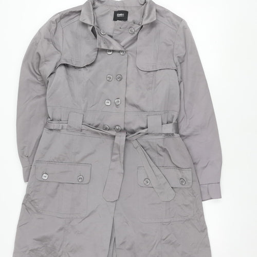 Blanco Women's Grey Trench Coat Size 14 Belted Classic