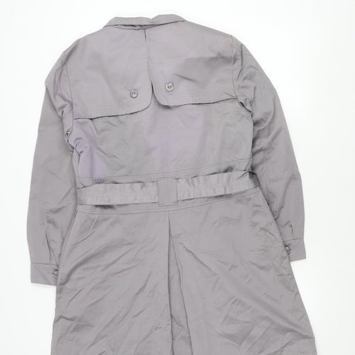 Blanco Women's Grey Trench Coat Size 14 Belted Classic