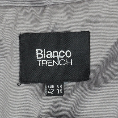 Blanco Women's Grey Trench Coat Size 14 Belted Classic