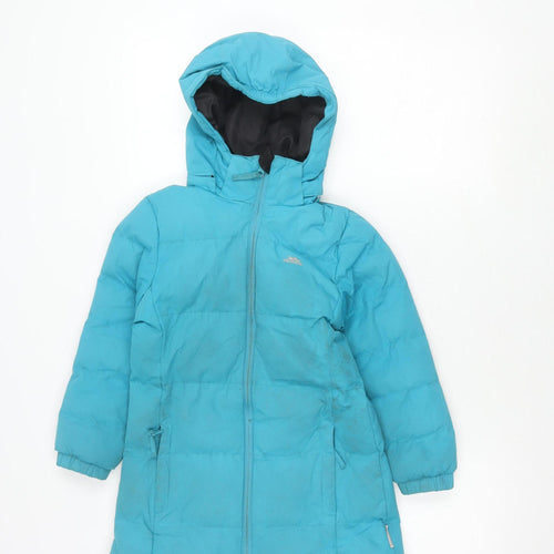 Trespass Girls Blue Puffer Jacket, 5-6 Years, Winter Waterproof