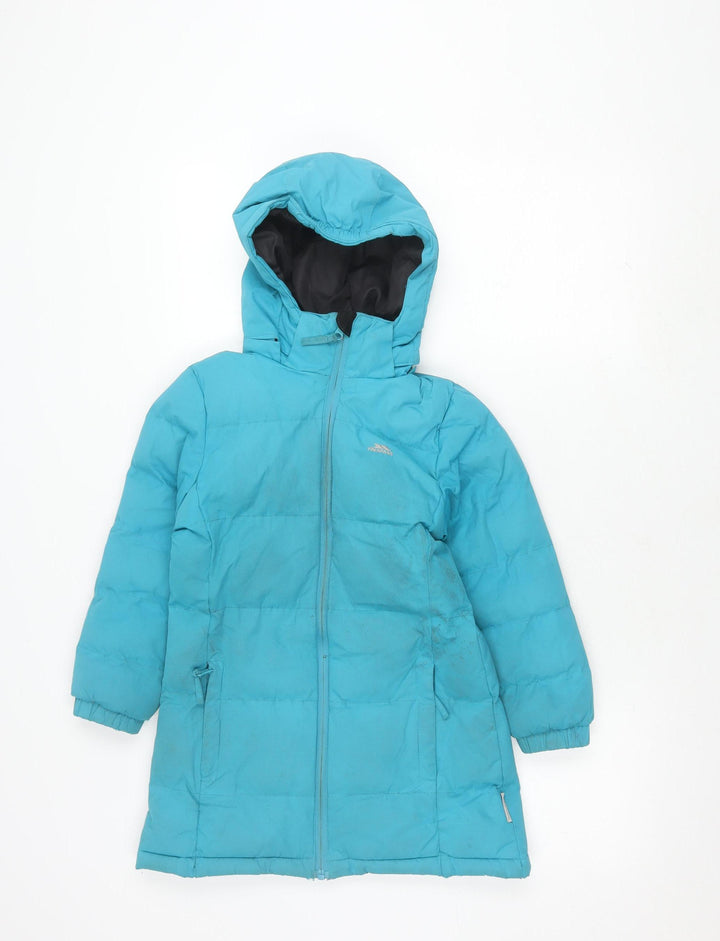 Trespass Girls Blue Puffer Jacket, 5-6 Years, Winter Waterproof