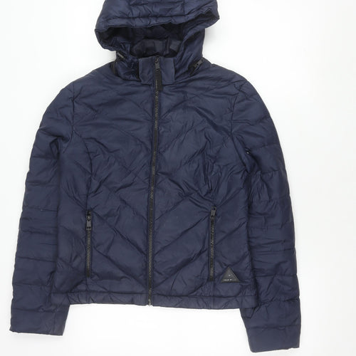 Jack Wills Women's Blue Puffer Jacket Size 10