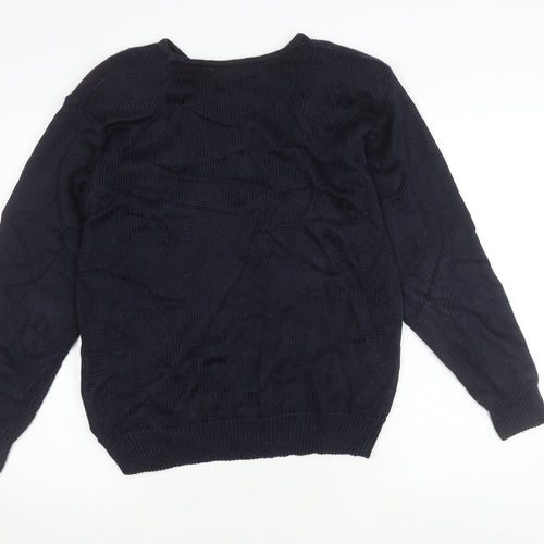 Malina Wong Women's Blue Embroidered Pullover Jumper - Size 10
