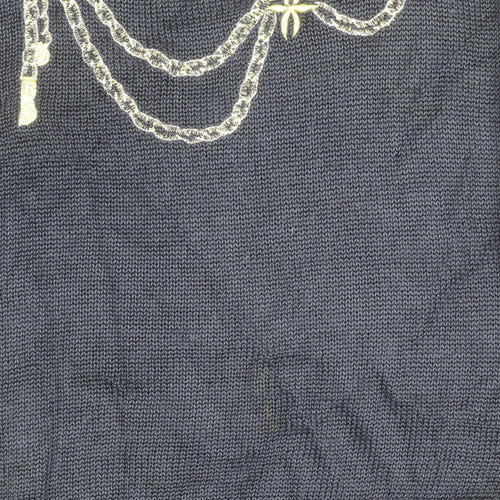 Malina Wong Women's Blue Embroidered Pullover Jumper - Size 10