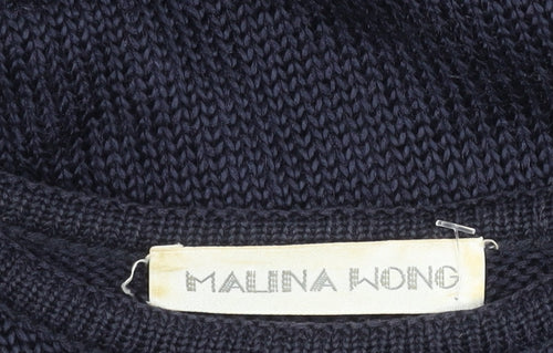 Malina Wong Women's Blue Embroidered Pullover Jumper - Size 10
