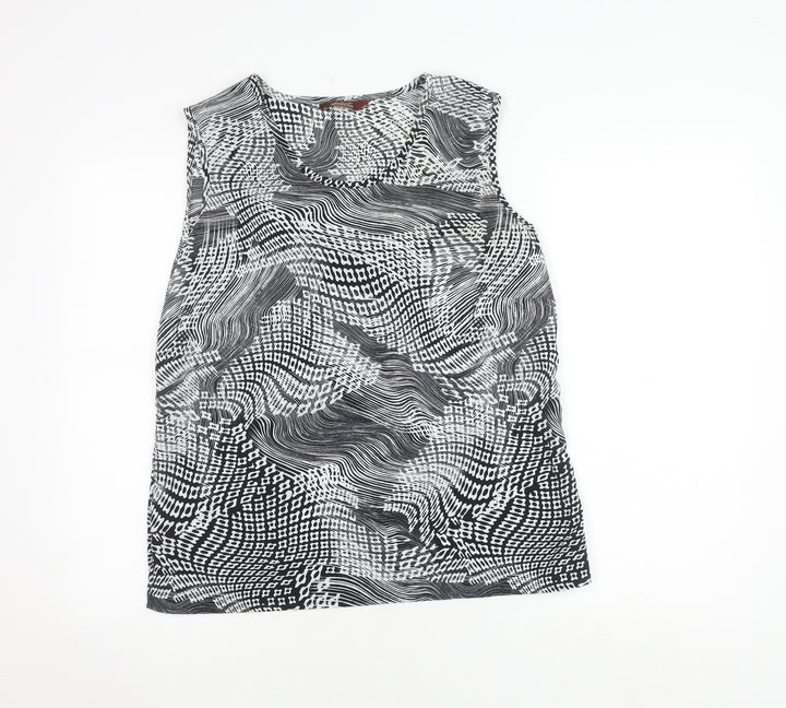 Vantican Women's Black Geometric Blouse, Size 12