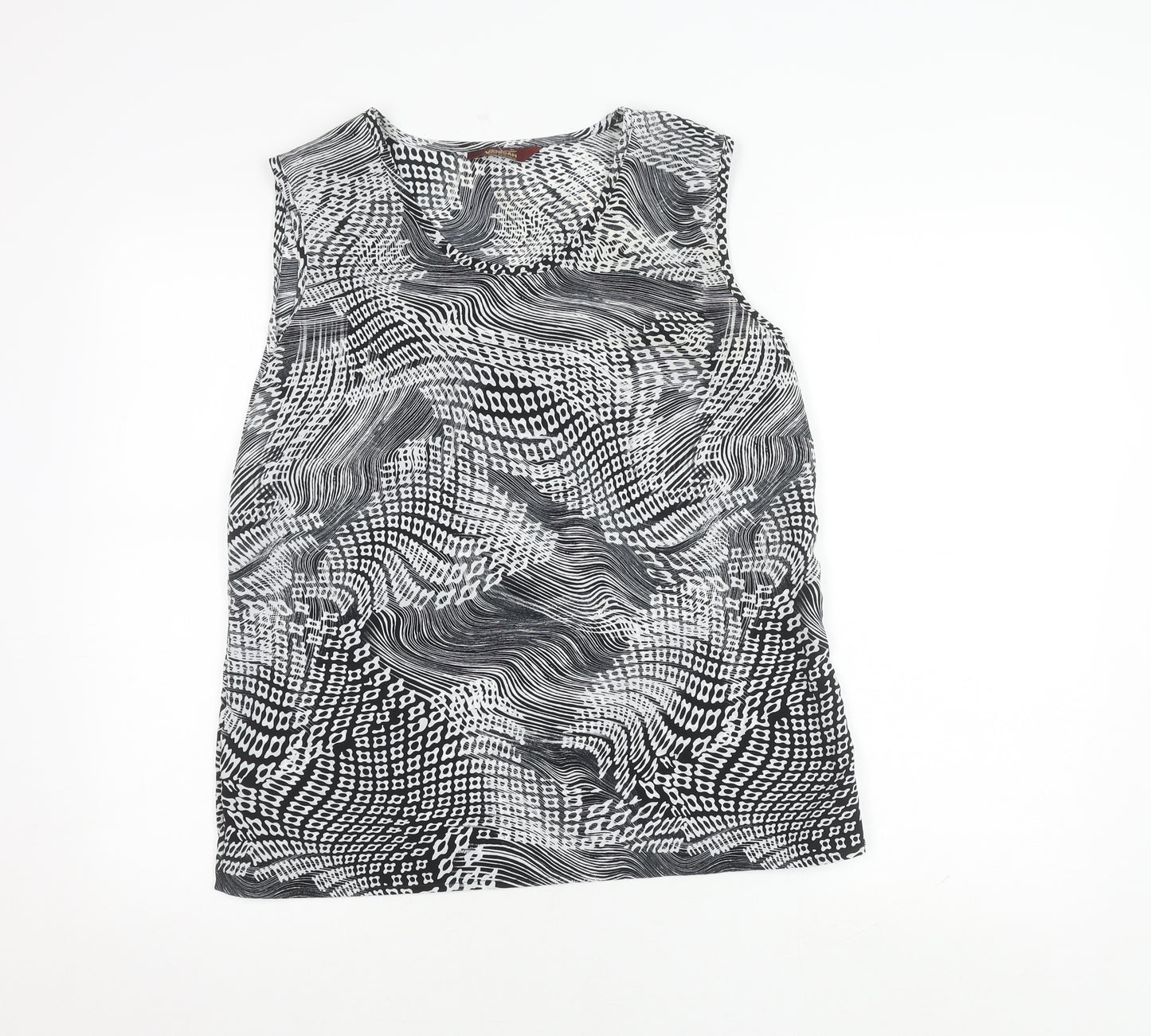 Vantican Women's Black Geometric Blouse, Size 12