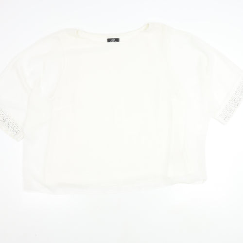 Wallis Women White XL Sequin Short Sleeve Top