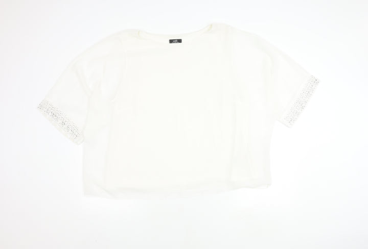 Wallis Women White XL Sequin Short Sleeve Top
