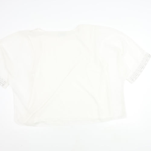 Wallis Women White XL Sequin Short Sleeve Top