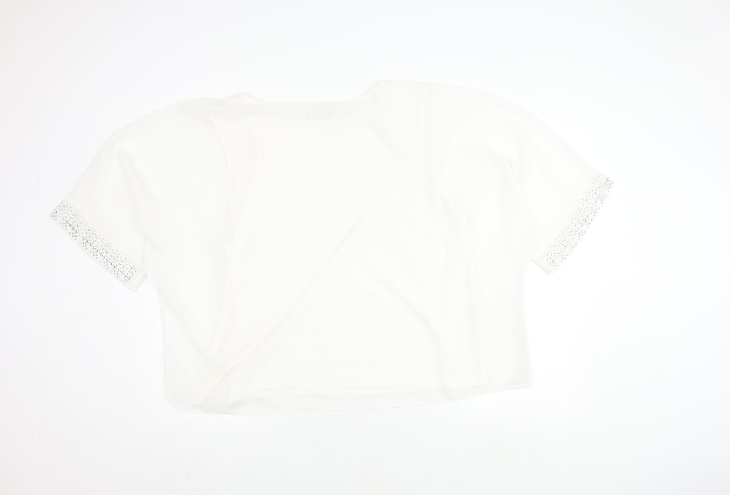 Wallis Women White XL Sequin Short Sleeve Top