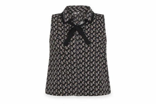 Front view of Next Women's Floral Black Blouse -, size 18, Collared