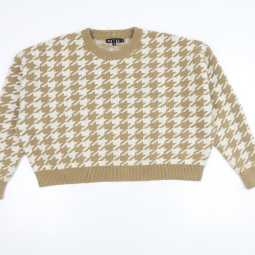 Motel Women's Beige Geometric Pullover Jumper M