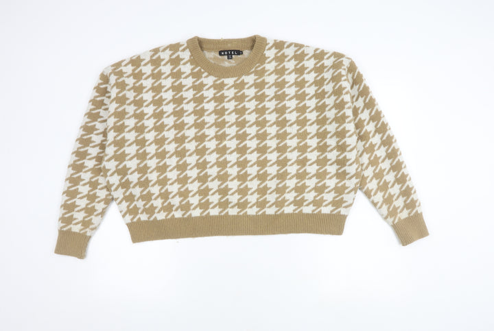 Motel Women's Beige Geometric Pullover Jumper M