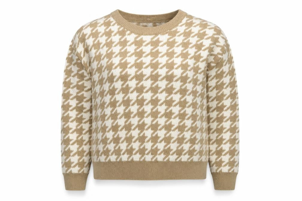 Front view of Motel Rocks Women's Beige Geometric jumper M