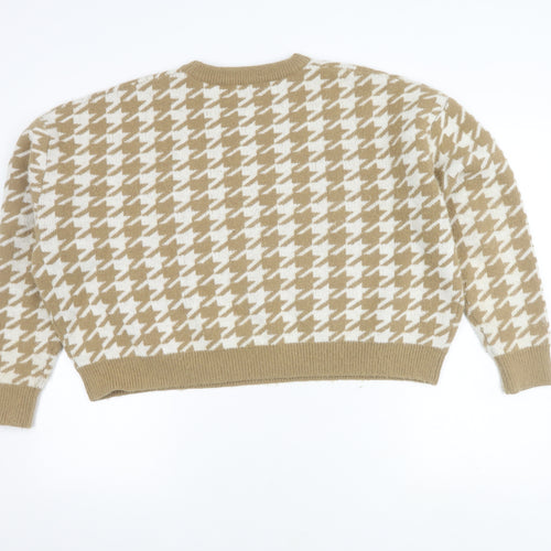 Motel Women's Beige Geometric Pullover Jumper M