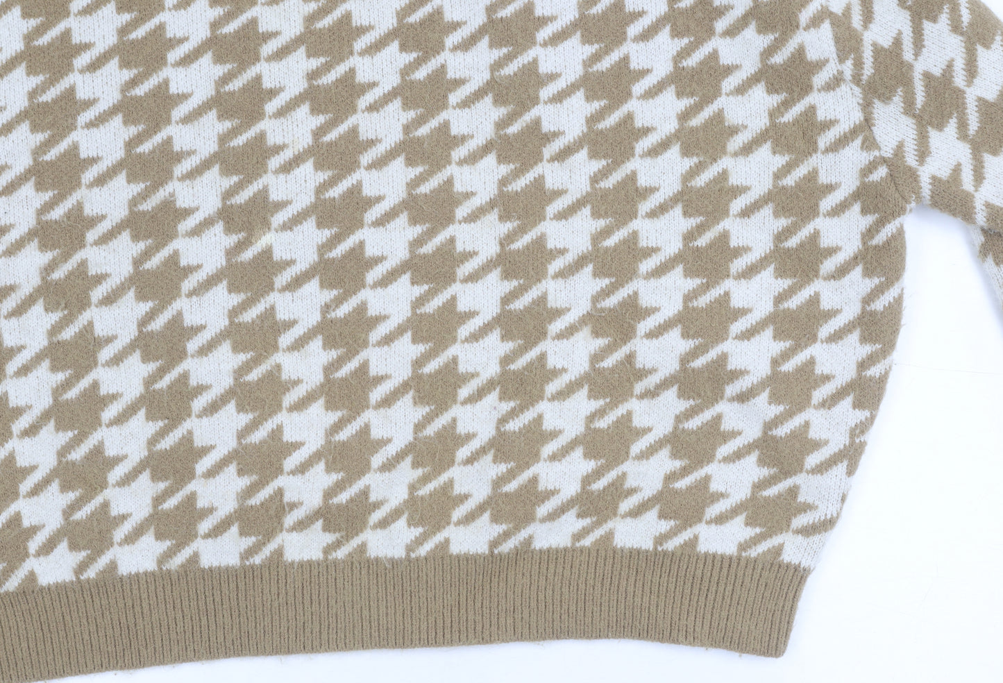 Motel Women's Beige Geometric Pullover Jumper M
