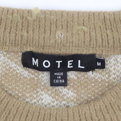 Motel Women's Beige Geometric Pullover Jumper M