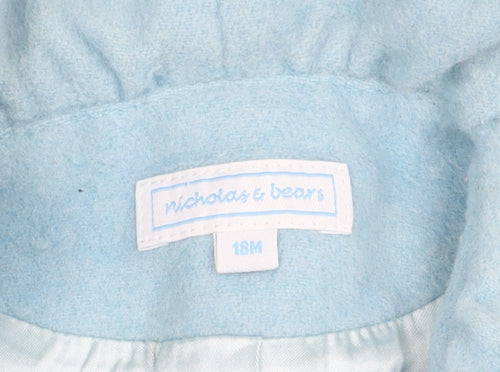 Nicholas & Bears Wool Blue Toddler Coat, 18 Months