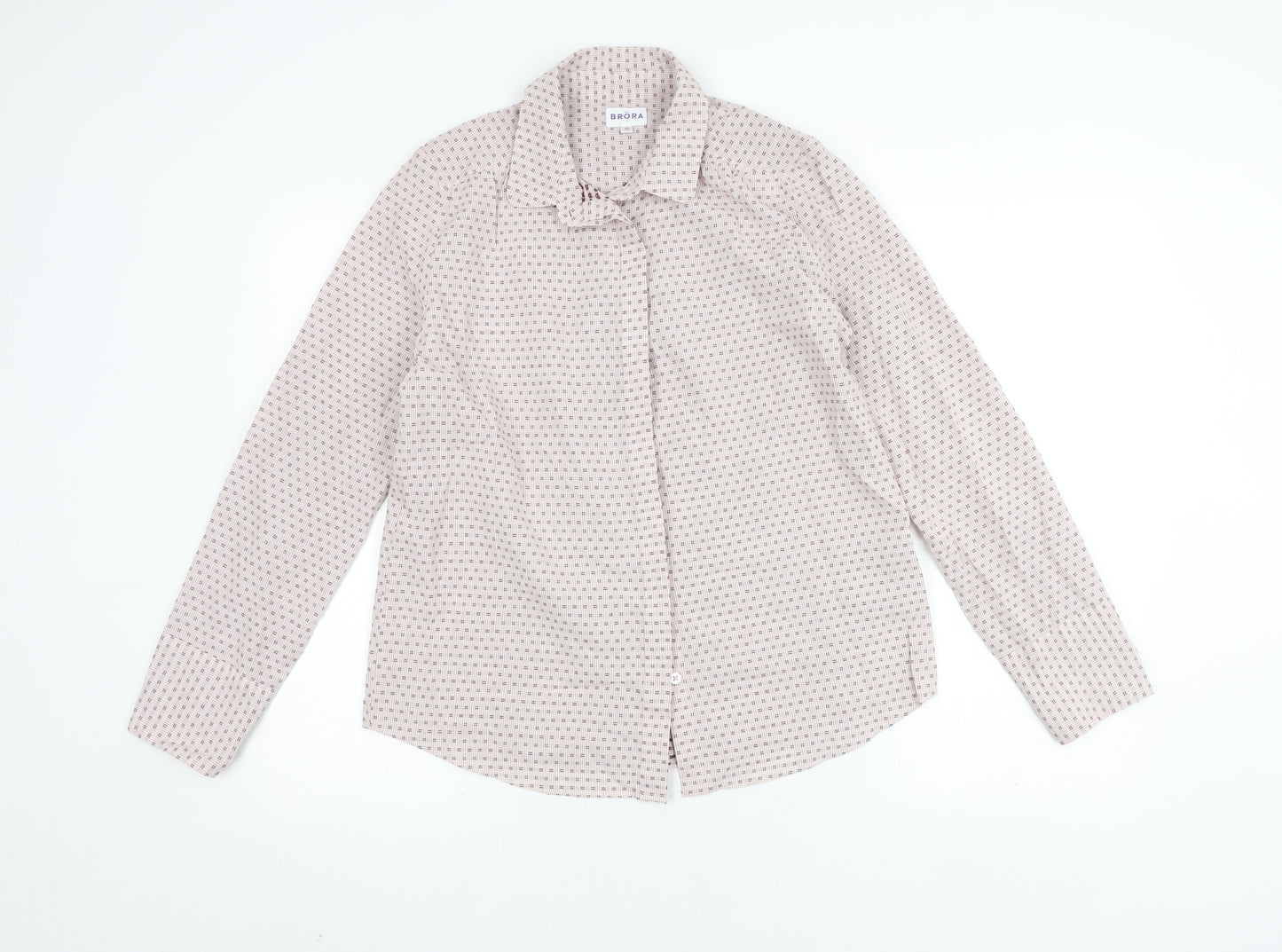 Brora Women's Pink Button-Up Shirt - Size 10