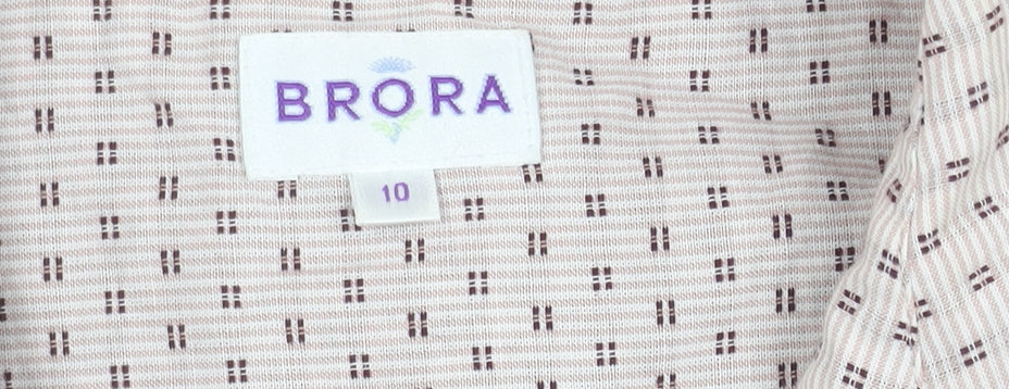 Brora Women's Pink Button-Up Shirt - Size 10