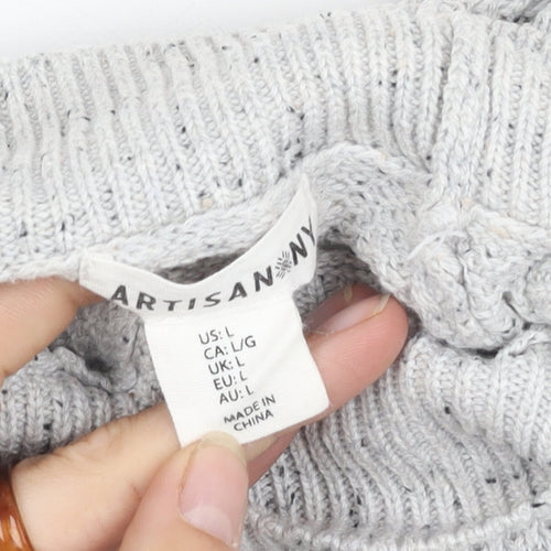 Artisan NY Women's Grey Mock Neck Jumper, Size L