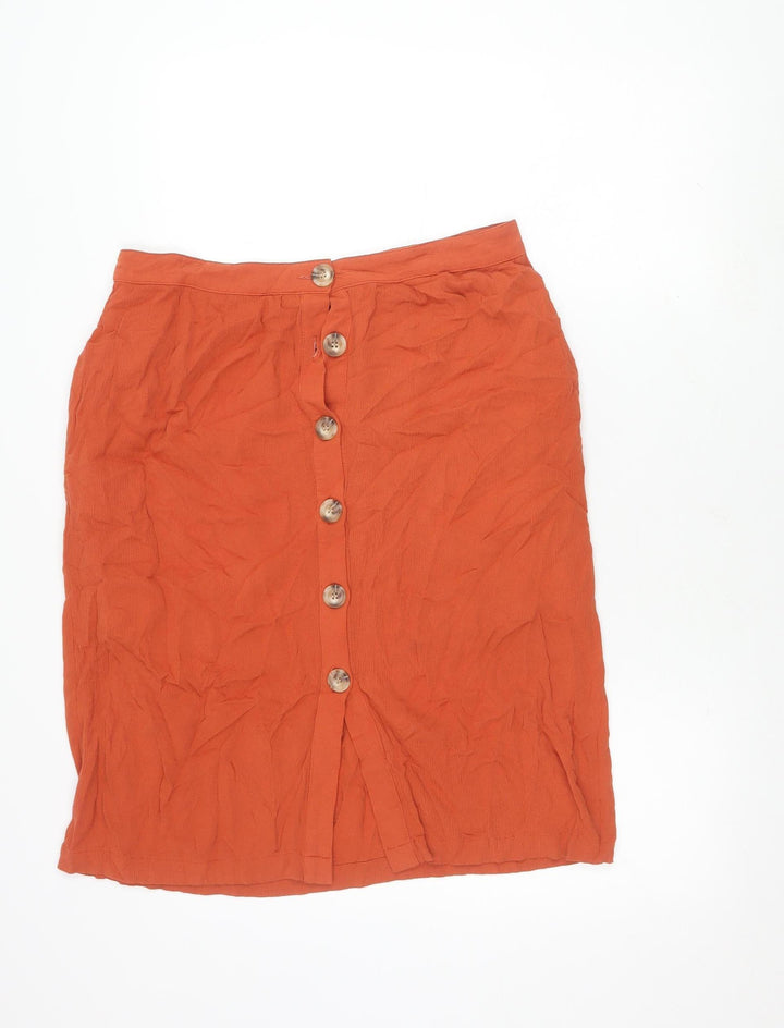 Pink Martini Women's Orange Rayon Skirt, Size M