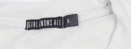 Girl Knows All Women's Ivory Pullover Sweatshirt S