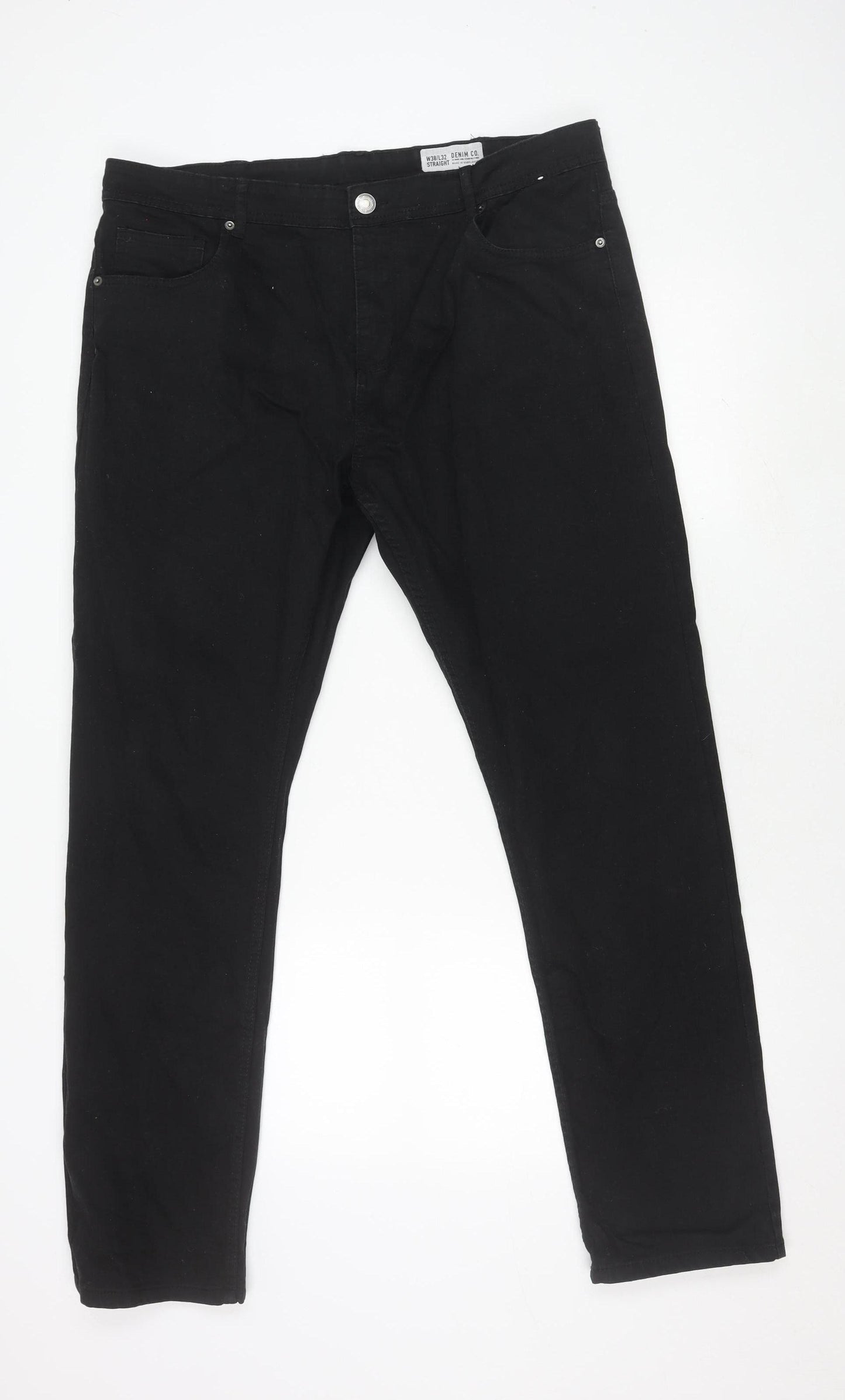 Denim Co. Men's Black Straight Jeans, 38W 32L
